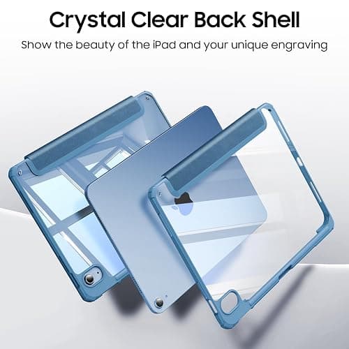 Fintie Hybrid Slim Case for iPad (A16) 11th Generation 11 Inch (2025), iPad 10th Generation 10.9 Inch (2022) - Shockproof Cover with Clear Transparent Back Shell & Pencil Holder, Ocean Blue thumbnail 4