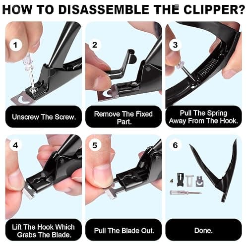 Black Premium Adjustable Nail Clippers with Magnets Sizers for Acrylic Nails, Stainless Steel Nail Cutter Trimmer for Artificial Fake False Tips Manicure Sharp Blade Clip Tool for Salon Beauty thumbnail 6