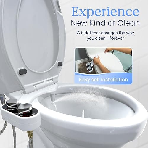 CLEAR REAR Bidet Attachment for Toilet Seat - Non-Electric, Self-Cleaning Dual Nozzle, Adjustable Water Pressure, Rear & Feminine Wash Hygienic Bathroom Upgrades - Fits Elongated Toilets (White) thumbnail 7