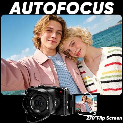 ORDRO 5K Digital Cameras for Photography -Auto Focus 80MP Video Cameras for YouTube, 18X Zoom Travel Camera with 180° Flip Screen, 2 Batteries, Lens Hood & 32GB Card thumbnail 5