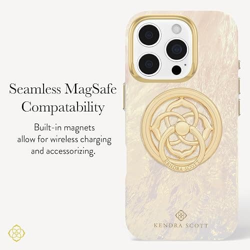 Kendra Scott iPhone 16 Pro Case - MagSafe Phone Case - Ivory Pearl | Compatible with MagSafe - Lightweight Designer Case for iPhone 16 Pro with Anti-Scratch Coating and Mother-of-Pearl Finish thumbnail 6