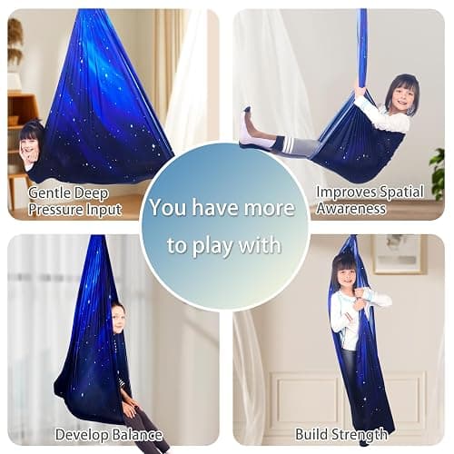 Sensory Swing for Kids Indoor and Outdoor Therapy Cuddle Swing Snuggle Hammock Chair Holds up to 300 lbs with Hardware Hanger Kit For Aspergers Autism ADHD thumbnail 4