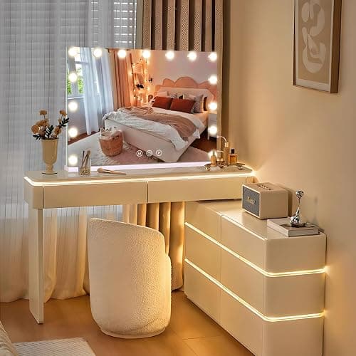 halumao Vanity Makeup Mirror with Lights, Light Up Mirror with Smart Touch 3 Colors Dimmable, Memory Function thumbnail 6