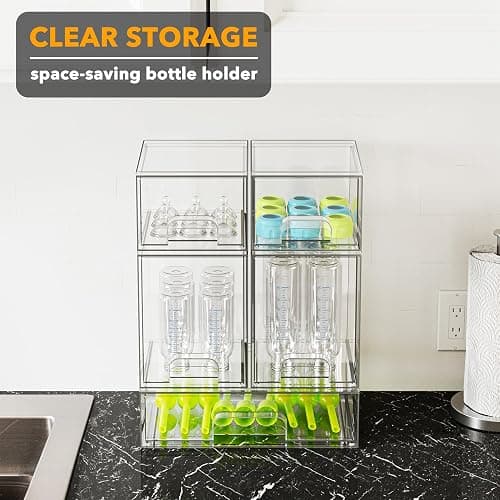 SpaceAid Bottle Storage Organizer Baby - Acrylic Bottles Station Organizer Container, Stackable Clear Drawers for Countertop, Vanity, Bathroom, Cabinet, Pantry Organization, 5 Pack, 2S2M1L, 15.4" H thumbnail 5