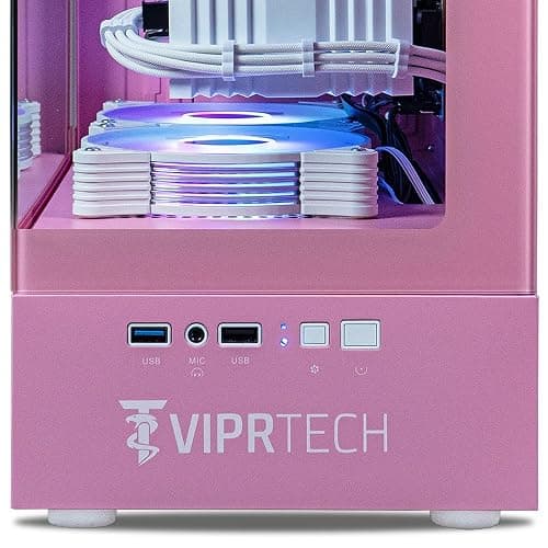 ViprTech Stryker 1.0 Gaming PC - AMD Ryzen 7 (4.1GHz Turbo), RX 580 8GB, 32GB DDR4 3200, 1TB NVMe SSD, 700W PSU, WiFi BT, Win 11 Pro, RGB, Desktop Computer Prebuilt, Pink thumbnail 5
