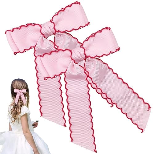 Simsky 2 Stück Haarschleifen Clips, 5 Zoll Handgemachte Grosgrain Bänder Haarspangen, Mit Alligator Clips, für Damen Mädchen Teenager, Rutschfeste Spangen für Lockiges Glattes Haar - Image 1