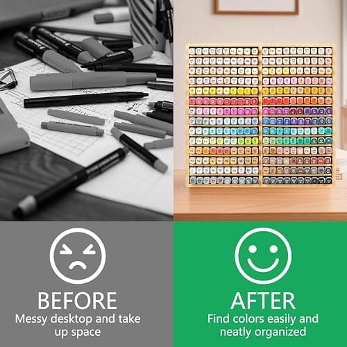 walowalo Bamboo Marker Organizer for 280 Markers Christmas Gifts Durable Pencil Holder Desk Storage Large for Artists Teachers Students Classroom Birthday Gifts No Assembly Required 28-Compartments thumbnail 4