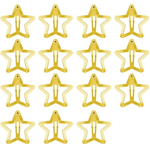 Star Hair Clips 2000s Y2K Snap Hair Barrettes Non Slip Star Hair Accessories Gold Metal Hair Clips for Girls Women -15 PCS 1.57" - Image 1