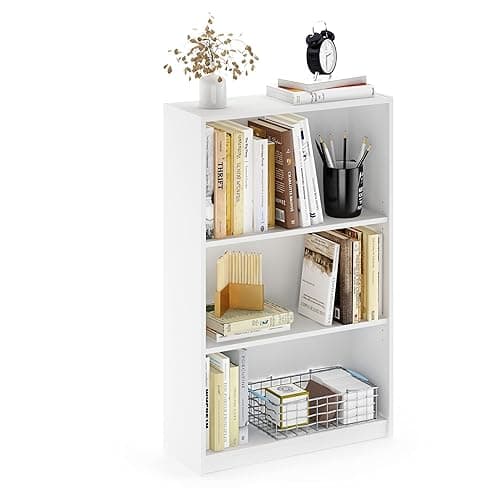 FURINNO JAYA Simple Home 3-Tier Adjustable Shelf Bookcase, White - White - 3-Tier - Image 1