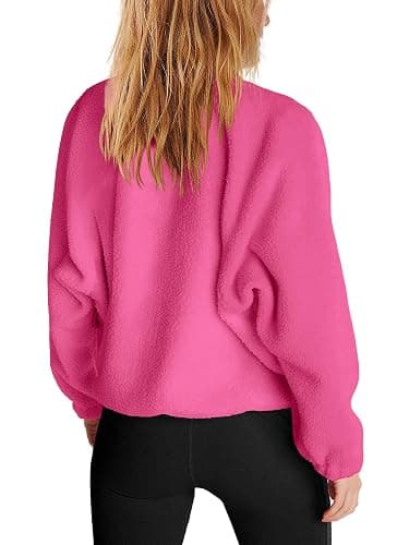 Nirovien Womens Fleece Pullover Long Sleeve Sherpa Jacket Button Down Fuzzy Sweatshirt Warm Outwear with Pockets thumbnail 2