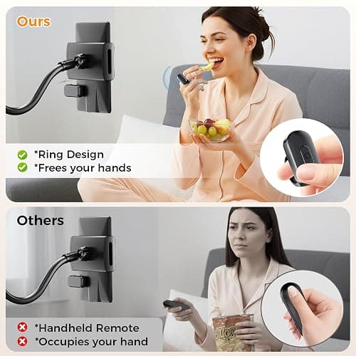 Locthal Kindle Holder with Page Turner Ring, Tablet Holder for Reading Acessories in Bed with Slient Remote Clicker, eReader Stand Compatible with Fire iPad iPhone thumbnail 2