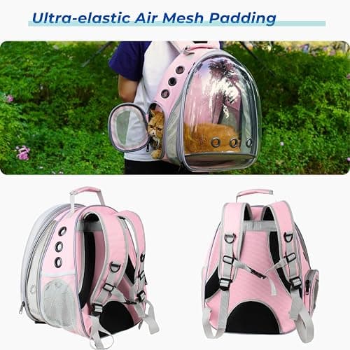 Lollimeow Cat Carrier Backpack, Bubble Expandable Backpack Carrier, Pets and Small Dogs,Airline-Approved, Designed for Travel, Hiking, Walking & Outdoor Use (Front Expandable-Pink) thumbnail 8