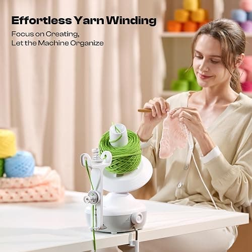 Caydo Yarn Winder, Mini Electric Yarn Winder, Automatic Yarn Cake Winder with Dual Tension Spring Stepless Speed, Compact 7oz Yarn Winder for Crocheting Yarn Spinner, Ideal for Crochet Enthusiasts thumbnail 5