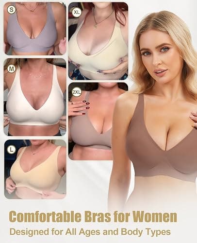 Jelly Wireless Bra Deep V Push Up Seamless T-Shirt Comfortable Plunge No Underwire Bras with Adjustable Straps Everyday Bras thumbnail 5
