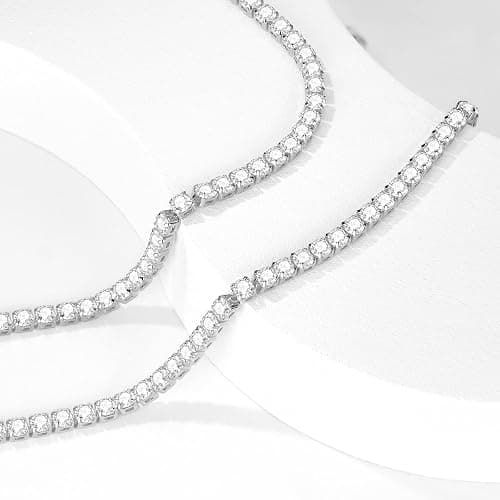Luxval Tennis Necklace 14K Gold Plated Rhinestone Butterfly Choker Necklaces for women Dainty Zirconia Cut Faux Diamond chain 3mm thumbnail 2