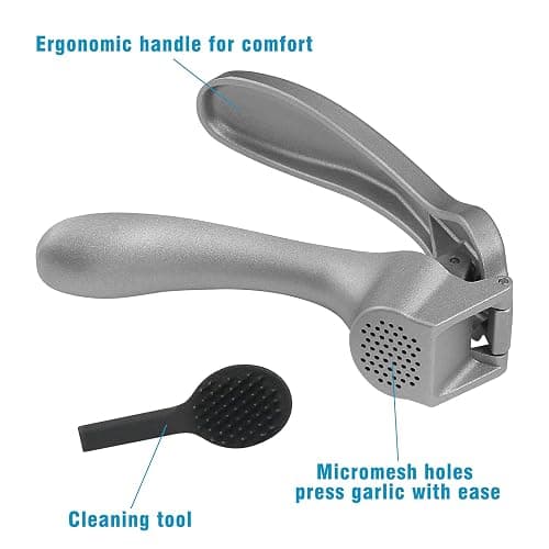 Garlic Press, Garlic Mincer Easy-squeeze Ergonomic Handle, Rust Proof, No Need To Peel, Professional Ginger Press & Garlic Crusher with Handy Cleaning Brush- Dishwasher Safe thumbnail 9
