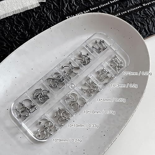 60PCS Piercing Nail Art Charms 3D Silver Alloy Goth Punk Nail Decorations Silver Gray Cone Spikes Metal Rings Alloy Rivets Jewelry for Women Goth Manicure Charm Accessories DIY Crafts Decorations thumbnail 5