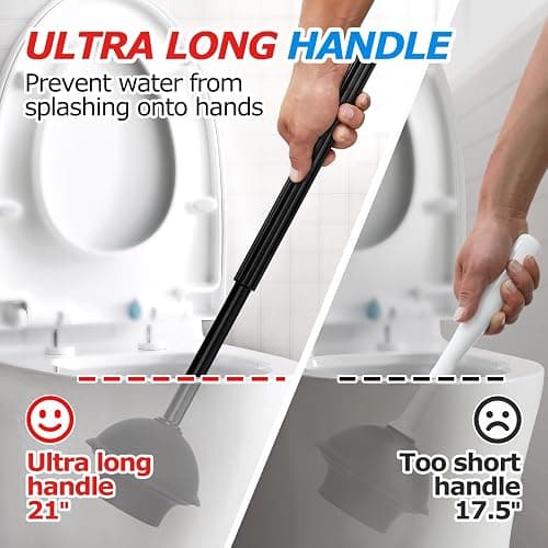 FORASTO 2 in 1 Toilet Plunger and Brush Set，Extended Handle Plunger，Toilet Bowl Brush Plunger Set, Bathroom Cleaning Tools ，Toilet Brush Plunger Combo，Cleaning Brush，Bathroom Cleaning Supplies thumbnail 3