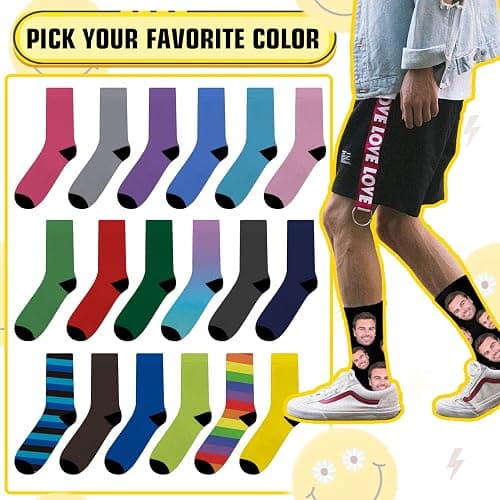 ShineSand Custom Face Socks with Picture, Personalized Socks with Photo Customized Unisex Funny Crew Sock Gifts for Men Women thumbnail 7