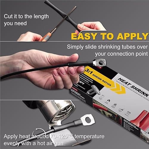 CUBEFELLER® 3/32 Inch (2.4mm) 40 Ft Waterproof Heat Shrink Tubing Kit,UL Listed,3:1 Marine Grade Adhesive Lined Heatshrink Tube,Insulation Sealing Oil-Proof,20 ft Black & 20 ft Red,ET4024BR - 2.4mm (3/32") - 40ft - Red & Black - 1 thumbnail 9