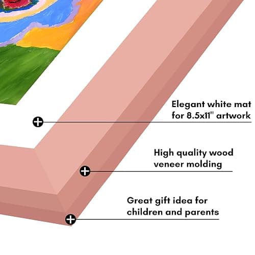 Americanflat Kids Artwork Frame Changeable (Peachy Pink) - Magnetic Door Holds 100 Art Pieces - 8.5x11 Letter Size Display with Mat or 10x12.5 Without Mat - My Mini Masterpiece thumbnail 6