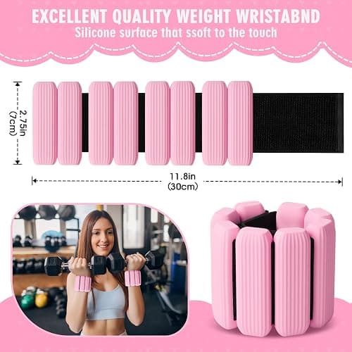 Wrist Weights, 2Pack Adjustable Wearable Wrist Ankle Weights for Women/Men, Silicone Wrist Bangles for Walking, Yoga, Pilates, and Gym, Arm & Leg Workout, 2lb thumbnail 2