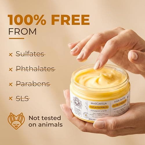 Intea Hair Mask for Blonde, Dyed or Rinsed Hair - 8.3 oz - Restores Damaged Highlights - Paraben and Ammonia Free - With Chamomile Extract thumbnail 5