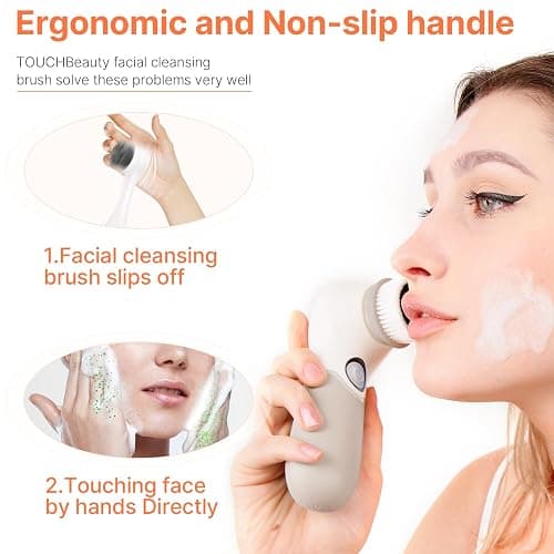 Face Scrubber with 3 Brush Heads & 2 Speeds - Deep Cleaning, Exfoliating, and Massaging for All Skin Types - Facial Cleansing Brush Includes Silicone Head, Travel Case & Free-Plastic Packaging thumbnail 3