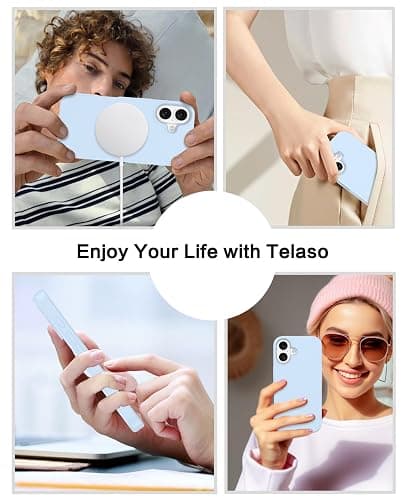 Telaso Magnetic for iPhone 16 Case, iPhone 16 Liquid Silicone Phone Case Compatible with Magsafe, with Microfiber Lining Protective Soft Anti-Scratch Slim Fit Phone Case for iPhone 16, Light Blue thumbnail 6