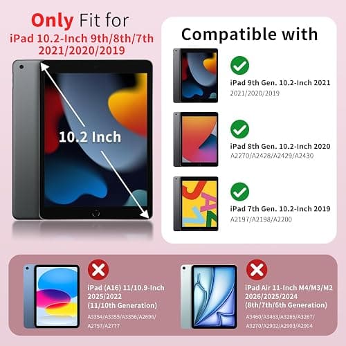 MoKo for iPad 9th/8th/7th Generation Case 10.2-Inch 2021/2020/2019 with Pencil Holder, Slim Light Trifold Smart Protective Cover for iPad 10.2 with Hard PC Translucent Back Shell, Pink thumbnail 2