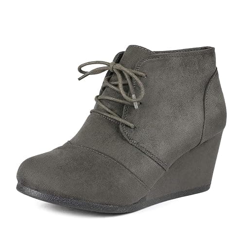DREAM PAIRS Women's Wedge Boots Casual Fashion Lace Up Low Heel Ankle Booties Shoes - Image 1