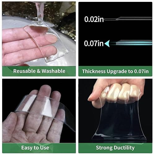 Jwxstore Double Sided Mounting Tape Heavy Duty, Clear Multipurpose Removable Sticky Strips, Reusable Strong Wall Tape Picture Hanging Strips Poster Carpet Tape, 5.0m X 2.0cm thumbnail 5