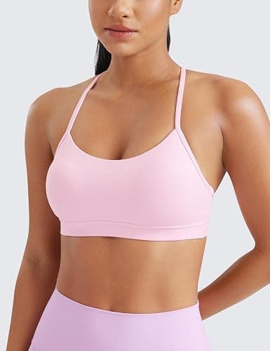 CRZ YOGA Butterluxe Y Back Sports Bras for Women - Padded Racerback Low Impact Spaghetti Thin Strap Workout Yoga Top thumbnail 3