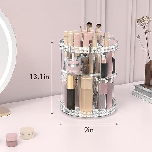 Alvar 360 Degree Makeup Organizer, Rotating Spinning Cosmetics Skincare Perfume Organizers, Adjustable Layer Cosmetic Storage Makeup Organizers for Bathroom, Vanity Table, Bedroom thumbnail 3