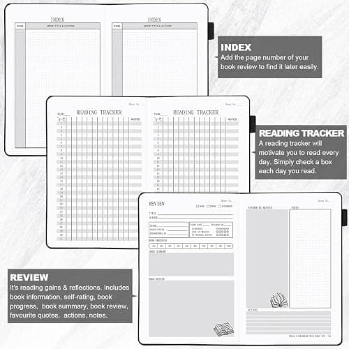 SIMSIMY Reading Journal with 104 Book Reviews, Book Journal for Books Lovers & Readers - Review and Track Your Reading Progress, Reading Log Notebook Gift, A5, Pink thumbnail 4