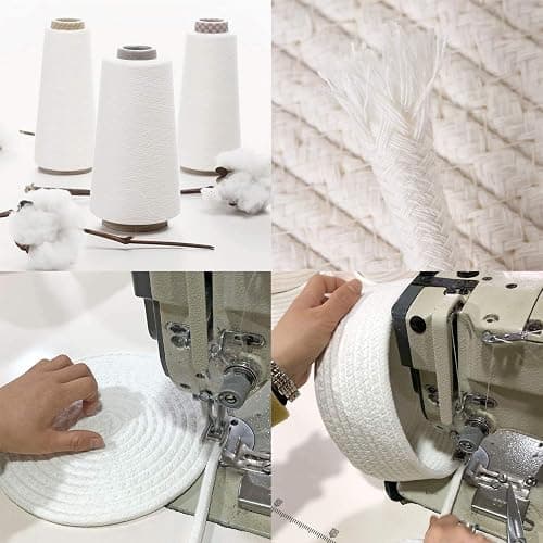 Sea Team Oval Cotton Rope Woven Storage Basket with Handles, Diaper Caddy, Nursery Nappies Organizer, Baby Shower Basket for Kid's Room, 14.2 x 14.2 x 10.2 Inches (Medium Size, White) thumbnail 7