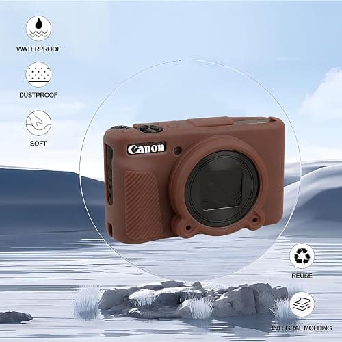 Supmay Gehäuse für PowerShot SX740 HS, SX730 HS Kamera, weiche Silikon Schutztasche abnehmbare Linse Abdeckung, Silikon Abdeckung Gummi weiche Kamera Gehäuse, Braun thumbnail 5