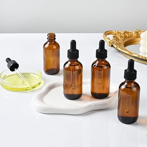 HPOPO 4PCS 2oz Clear Glass Dropper Bottles, Empty Leak-Proof Containers for Essential Oils, Beard Oils, Watercolor Paints & DIY Crafts thumbnail 2