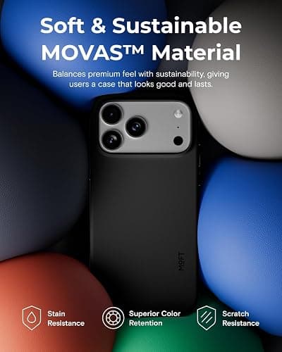 MOFT MOVAS Snap Case for iPhone 17 Pro, MagSafe Compatible, Soft-Touch Vegan Leather, Classic Minimalist Design, Lightweight, Stain-Resistant & Camera Protection, Jet Black thumbnail 3