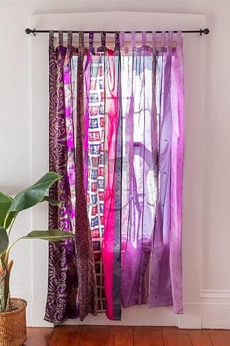 YILLE Sari Colorful Curtains Light-Filtering – Boho Curtains, Bed Canopy Panel, Tapestry or Window Treatment Beige Color (84 X 43 Inches) (Purple) - Image 1