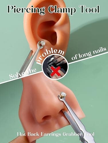 GEMQUEEN Piercing Taper Ball Grabber Tool for Changing Jewelry - 14G 16G 18G 20G Stainless Steel Flat Back Earrings Applicator Tool Threadless Insertion Pin Thread Body Piercing Kit for Ear Nose Lip thumbnail 4
