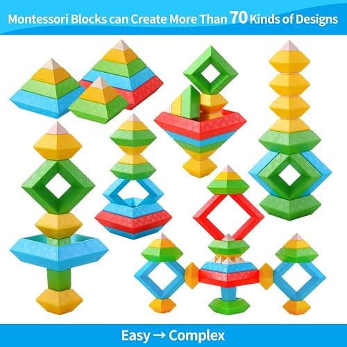 Hieoby Montessori Toys for 1 2 3 4 Year Old Boys Girls Toddlers Preschool Learning Activities 30Pcs Building Blocks Stacking Educational Toys STEM Sensory Gifts for Kids Age 1-2 2-4 thumbnail 6