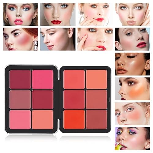 HOSAILY 12 Colors Cream Blush Palette Matte Blush Contour and Highlight Blush Palette Waterproof and Long Lasting Blush Cream Makeup Palette thumbnail 5