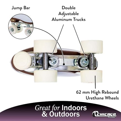 Chicago Quad Roller Skates for Girls & Boys – Durable, Top Performance Indoor/Outdoor Use or Roller Derby - Classic Deluxe Leather High-Top Boots with 60mm Urethane Wheels & Semi-Precision Bearings thumbnail 3