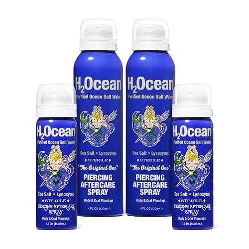 H2Ocean 2+2 Piercing Aftercare Spray Bundle Sea Salt Keloid & Bump Treatment, Wound Care Spray | 2+2 Pack for Body and Facial Piercings - Ear, Nose, Navel, Oral & Body Piercing Cleaner, Aftercare Solution for New Piercings - Image 1