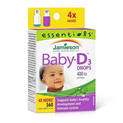 Jamieson Baby Vitamin D3 Drops 400 IU, Supports Baby's Development, Immune Health, Healthy Bones and Teeth. Pure and Premium Formula, Non-GMO, Gluten-Free, Lactose-Free, No Artificial Colours, Flavours or Preservatives, 360 Drops - Image 1