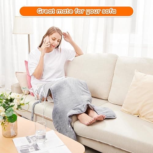 Mia&Coco Electric Heating Pad for Back Neck Shoulders Pain Relief, XL 23"x39" Soft Flannel Wrap, Waist Strap, Fast Heat Hot Therapy 6 Heat Settings, Auto-Off Timer, Machine Washable, Grey thumbnail 5