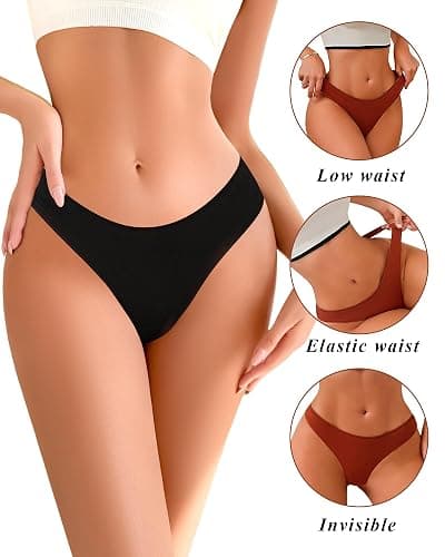 READY TO LOVE Cotton Underwear for Women Pack Breathable Thongs for Women Sexy Stretch Soft Womens Panties Thong XS-XL thumbnail 2