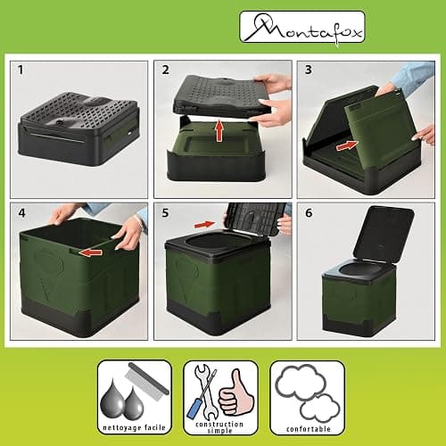 Montafox Toilettes de Camping Pliables Max 150 kg Toilettes Mobiles WC Toilettes Pliantes sèches séparées 12 sachets de Toilette Stables thumbnail 5