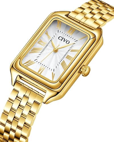 CIVO Montre Femme Vintage Rectangulaire Analogique Montre Bracelet Acier Inoxydable - Cadeau pour Femme Personnalisé Tendance thumbnail 2